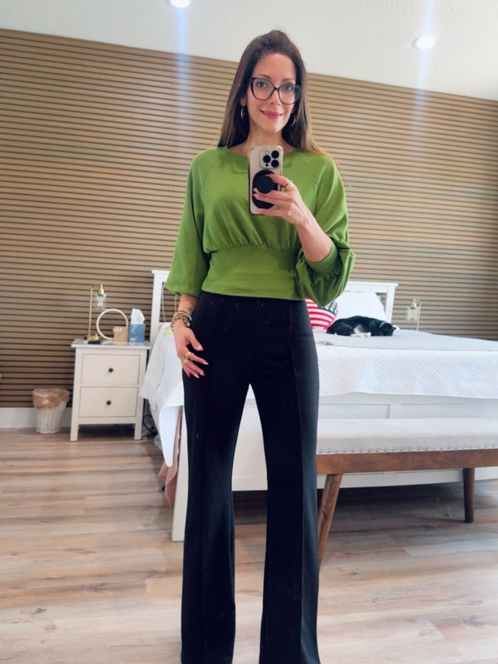 HYFVE Lime Green Cropped Blouse with Cinched Waist